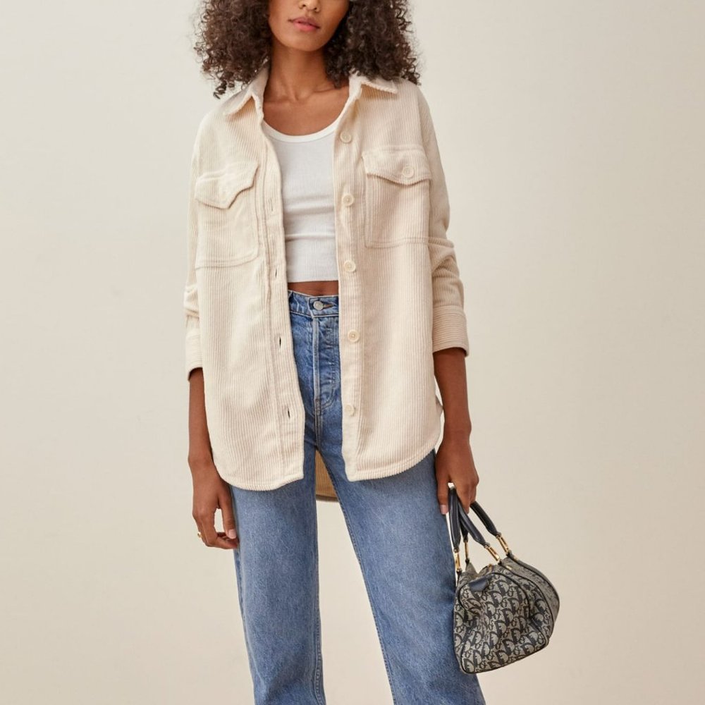 Reformation Jennings Corduroy Jacket in Almond Size M